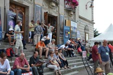 Visitors and dealers at the stairs - Ste. Marie 2012