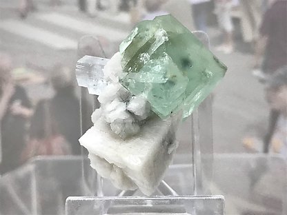 Octahedral Fluorite with Beryl (aquamarine) and Feldspar