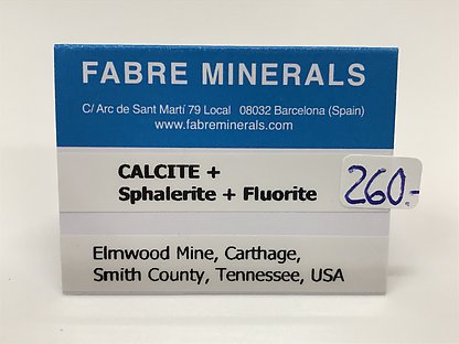 Calcite with Sphalerite and Fluorite