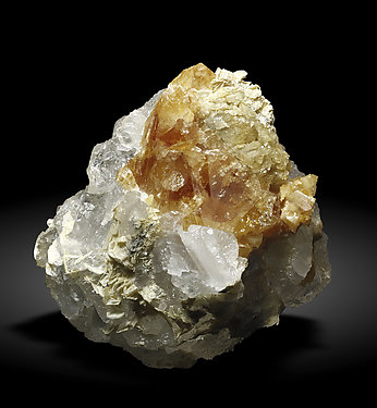 Fluorite (octahedral) with Scheelite and Muscovite