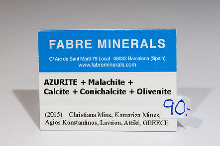 Azurite with Malachite, Conichalcite, Olivenite and Calcite