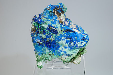 Azurite with Malachite, Conichalcite, Olivenite and Calcite