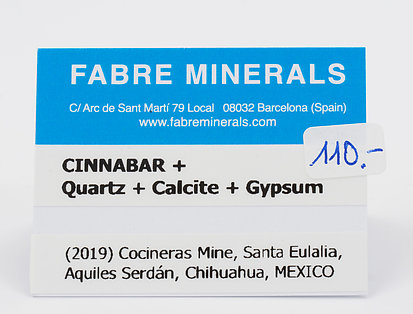 Cinnabar with Quartz, Calcite and Gypsum