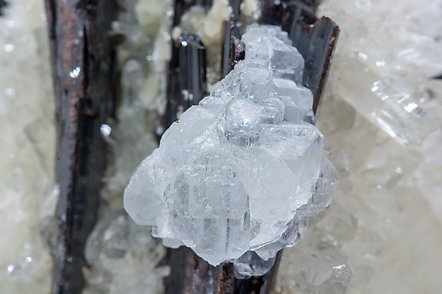 Fluorite on Hbnerite and Quartz