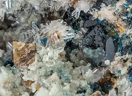 Lazulite with Augelite, Quartz and Siderite