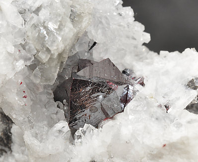 Cinnabar (twinned) on Quartz