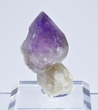 Quartz (variety amethyst) on Quartz (variety smoky)