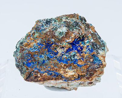 Linarite with Caledonite, Sphalerite and Calcite