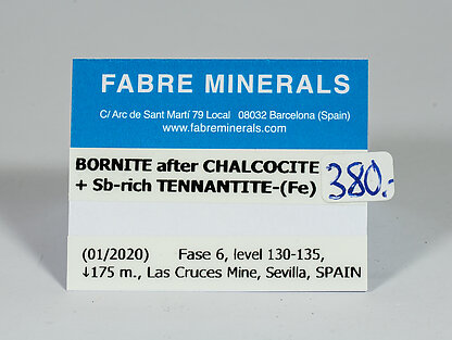 Bornite after Chalcocite with Sb-bearing Tennantite-(Fe)