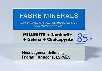 Millerite with Jamborite, Galena and Chalcopyrite