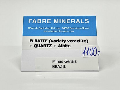 Elbaite (variety verdelite) on Quartz with Albite
