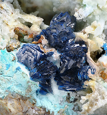 Cuprodongchuanite with Veszelyite, Hemimorphite and Calcite