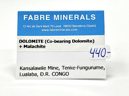 Dolomite (variety Co-bearing dolomite) with Malachite
