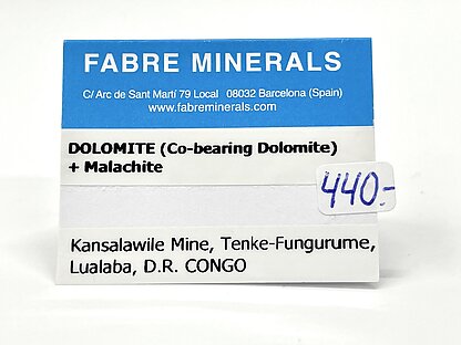 Dolomita (variedad dolomita cobaltfera) con Malaquita