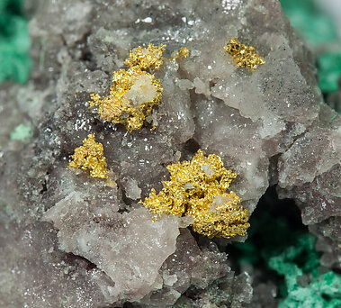 Gold with Quartz and Malachite