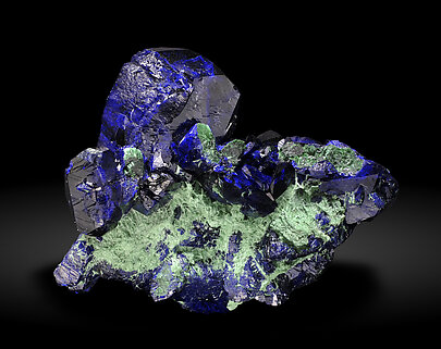 Azurite with Malachite