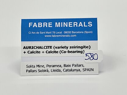Aurichalcita (variedad zeiringita) con Calcita y Calcita (cobaltfera)
