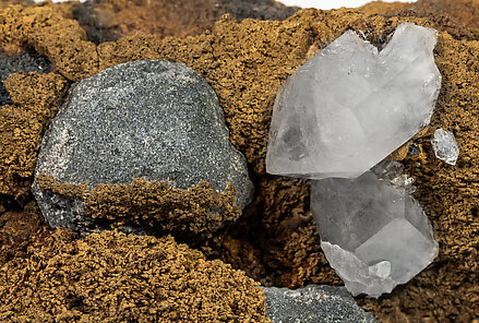 Quartz with Galena and Dolomite (variety Fe-bearing dolomite)