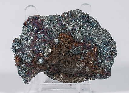 Tennantite-(Fe) (variety Sb-bearing tennantite) with Chalcocite and Pyrite