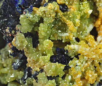 Azurite with Mimetite and Wulfenite