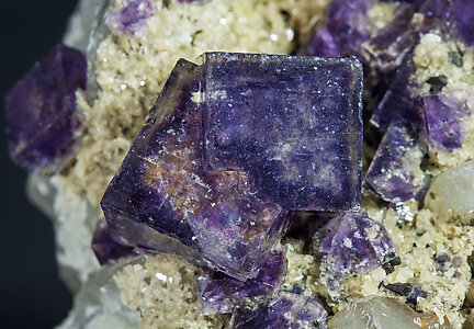 Fluorite with Quartz and Calcite. 