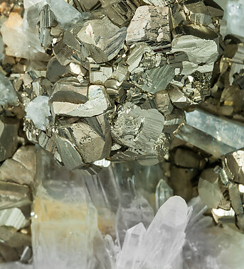 Pyrite with Quartz and Calcite