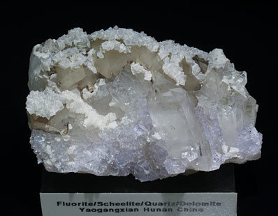 Scheelite with Fluorite, Dolomite and Quartz. 