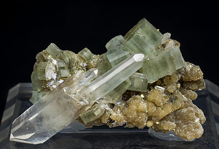 Fluorapatite with Quartz, Arsenopyrite and Muscovite. 