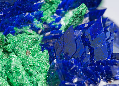 Azurite with Malachite and Baryte. 