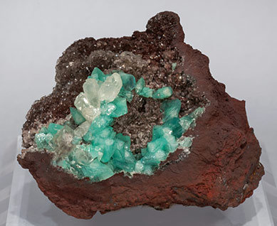 Adamite (variety Cu-bearing adamite) with Calcite. 