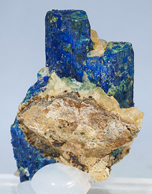 Chalcostibite with Azurite and Malachite. Rear