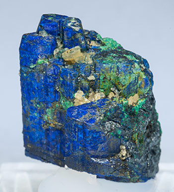 Chalcostibite with Azurite and Malachite. Rear