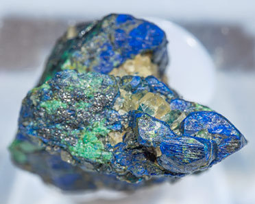 Chalcostibite with Azurite and Malachite. Top