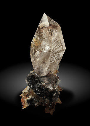 Quartz (variety smoky) with Calcite. Side