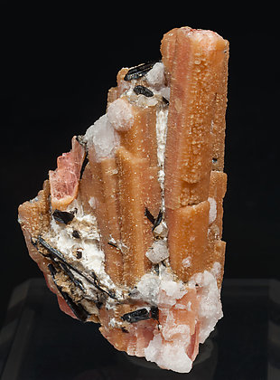 Rhodochrosite after Serandite with Analcime and Aegirine. Front