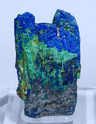 Chalcostibite with Azurite and Malachite. Front