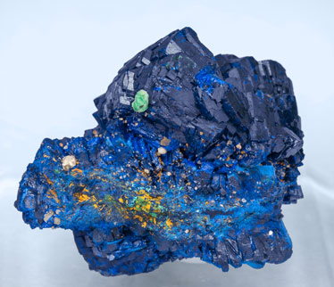 Azurite with Malachite after Cuprite. Rear