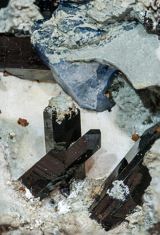 Joaquinite-(Ce) on Neptunite and with Benitoite and Natrolite. 