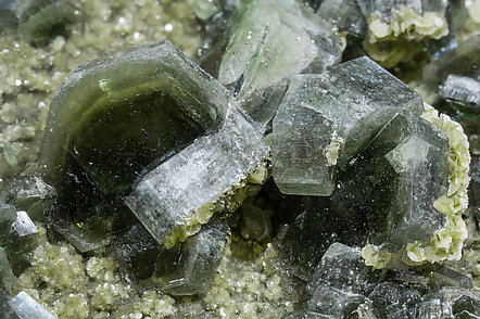 Fluorapatite with Siderite, Muscovite, Marcasite and Arsenopyrite. 