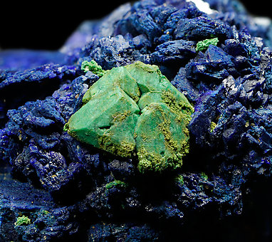 Azurite with Malachite after Cuprite. 