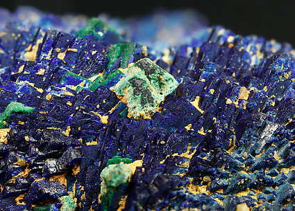 Azurite with Malachite after Cuprite. 