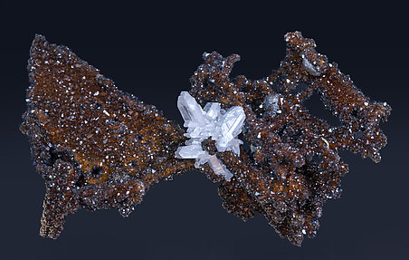 Cerussite on Quartz with Goethite inclusions. Top