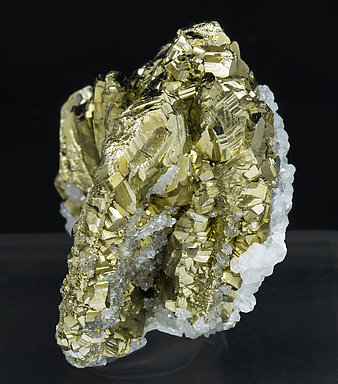 Pyrite after Pyrrhotite with Calcite. Side