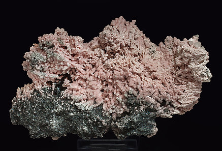 Rhodochrosite with Calcite and Boulangerite (variety plumosite). Rear