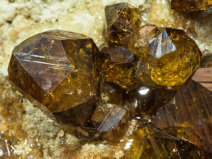 Andradite (variety topazolite) with Calcite. 