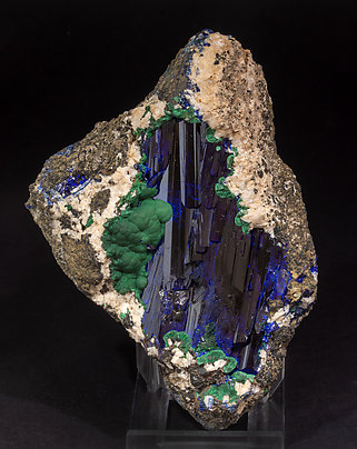 Azurite with Malachite and Dolomite. Front