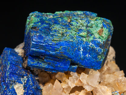 Chalcostibite with Azurite, Malachite and Calcite. 