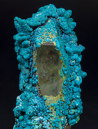 Chrysocolla on Quartz. 