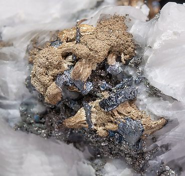 Silver with Acanthite and Calcite. 