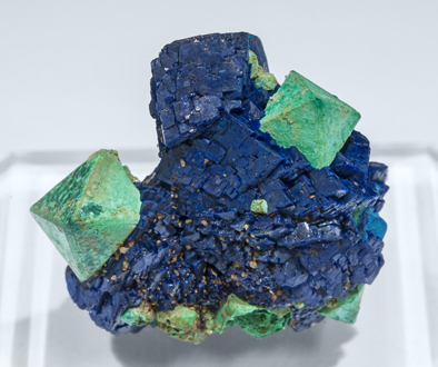 Malachite after Cuprite with Azurite. Front